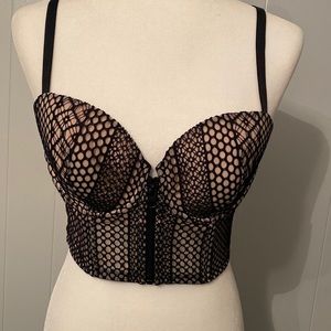 Victoria Secret Black and Tan Longline Bustier Bra